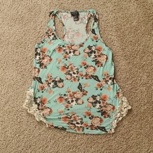 Blue Skull, Flowers and Moths Tank Top